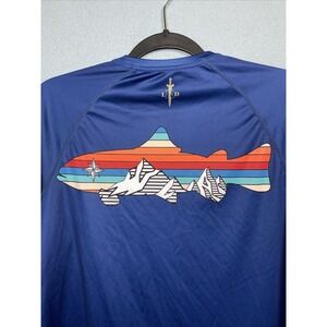 LRD Performance UPF50 Shirt Mens Medium Fishing Patriotic Flag Bass Outdoor Swim